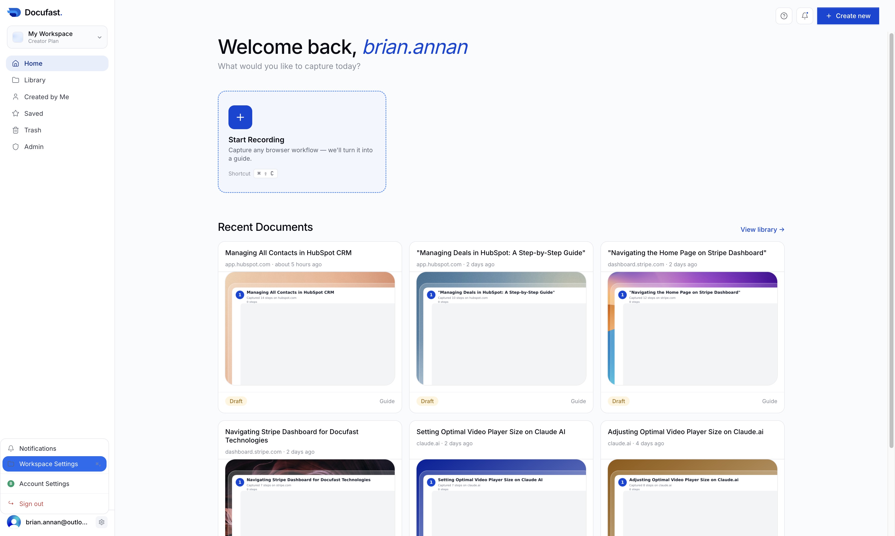 Click Workspace Settings