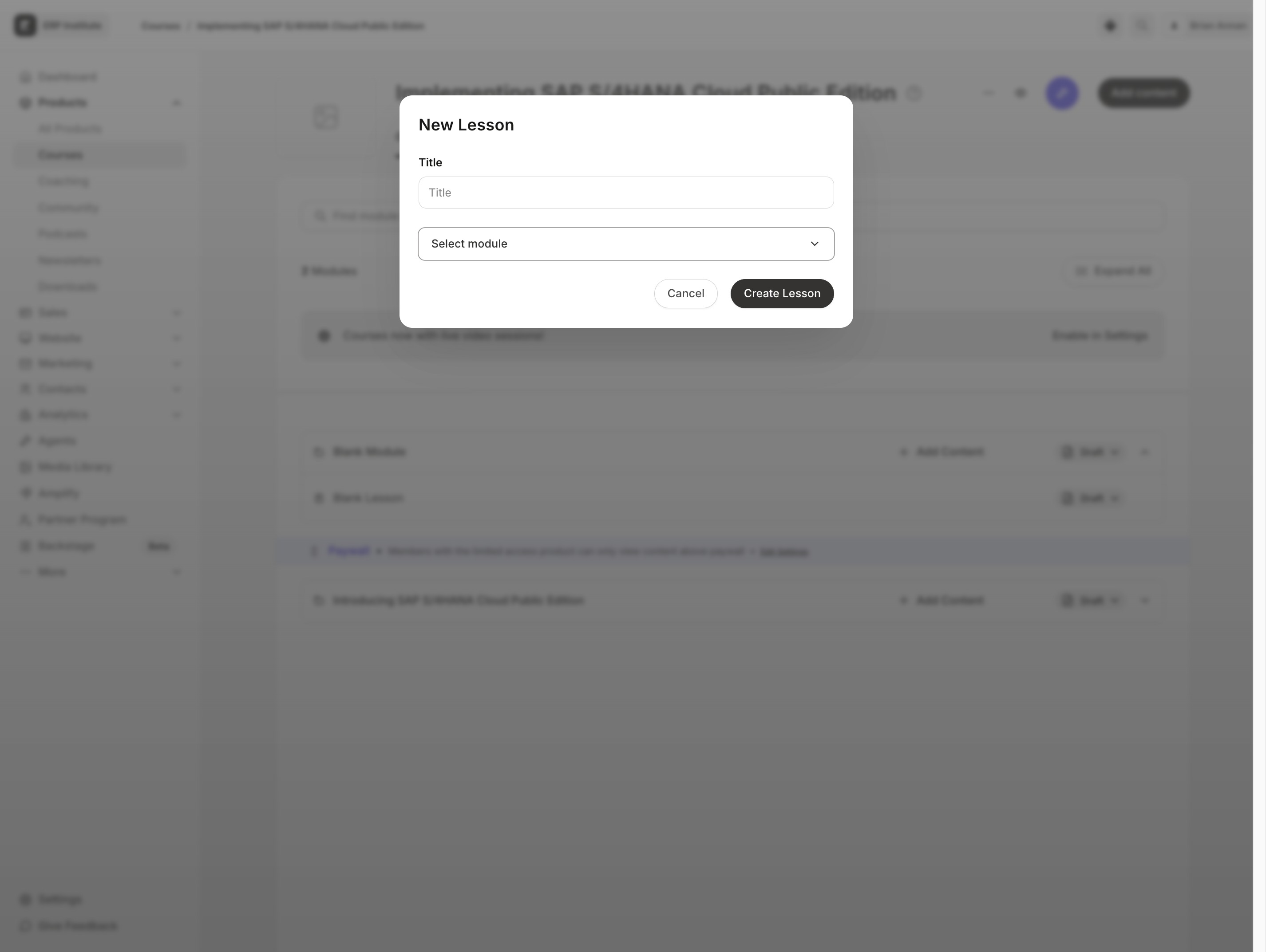 Click the Select module button