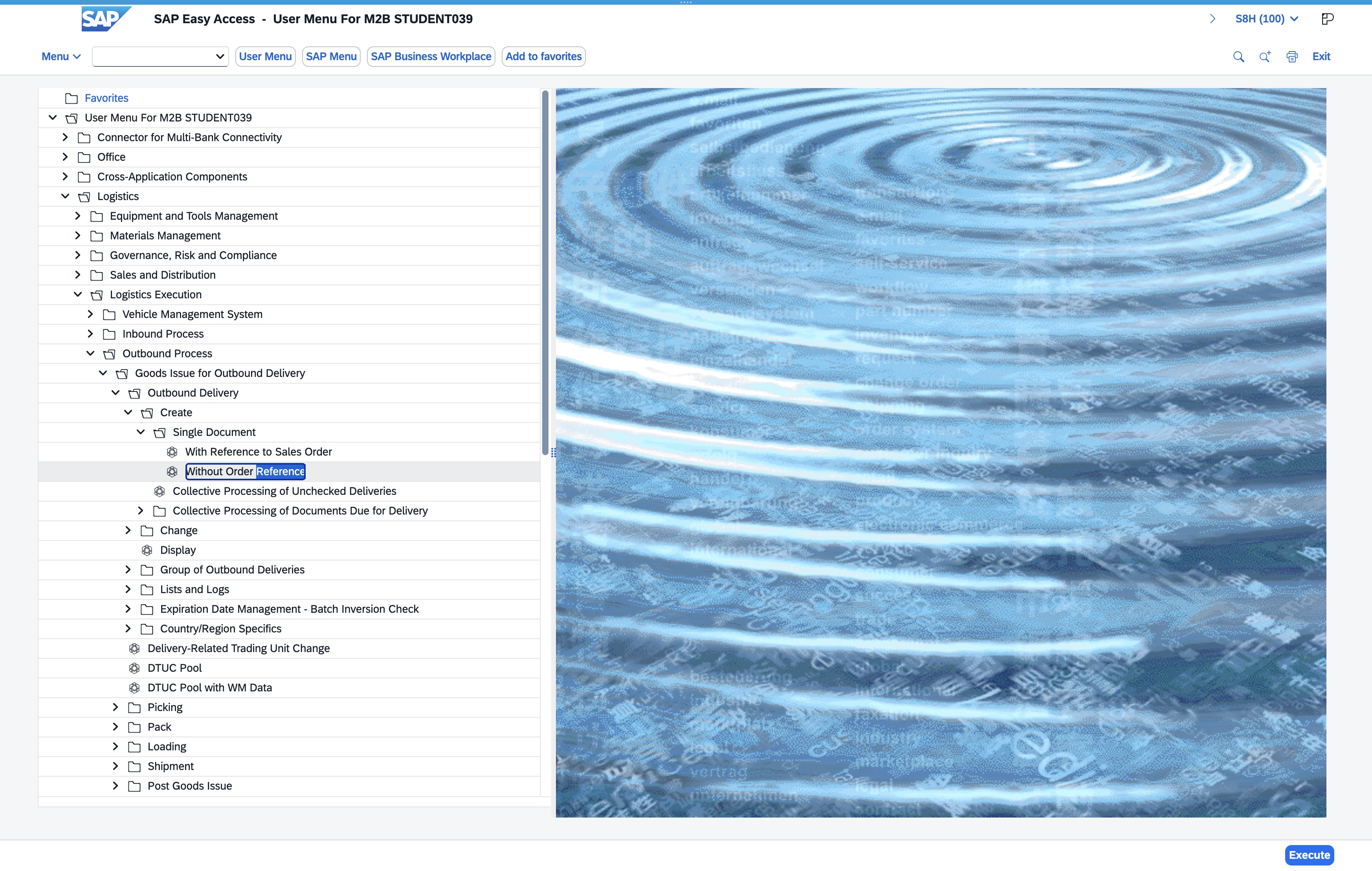 Double-click 'Without Order Reference' option