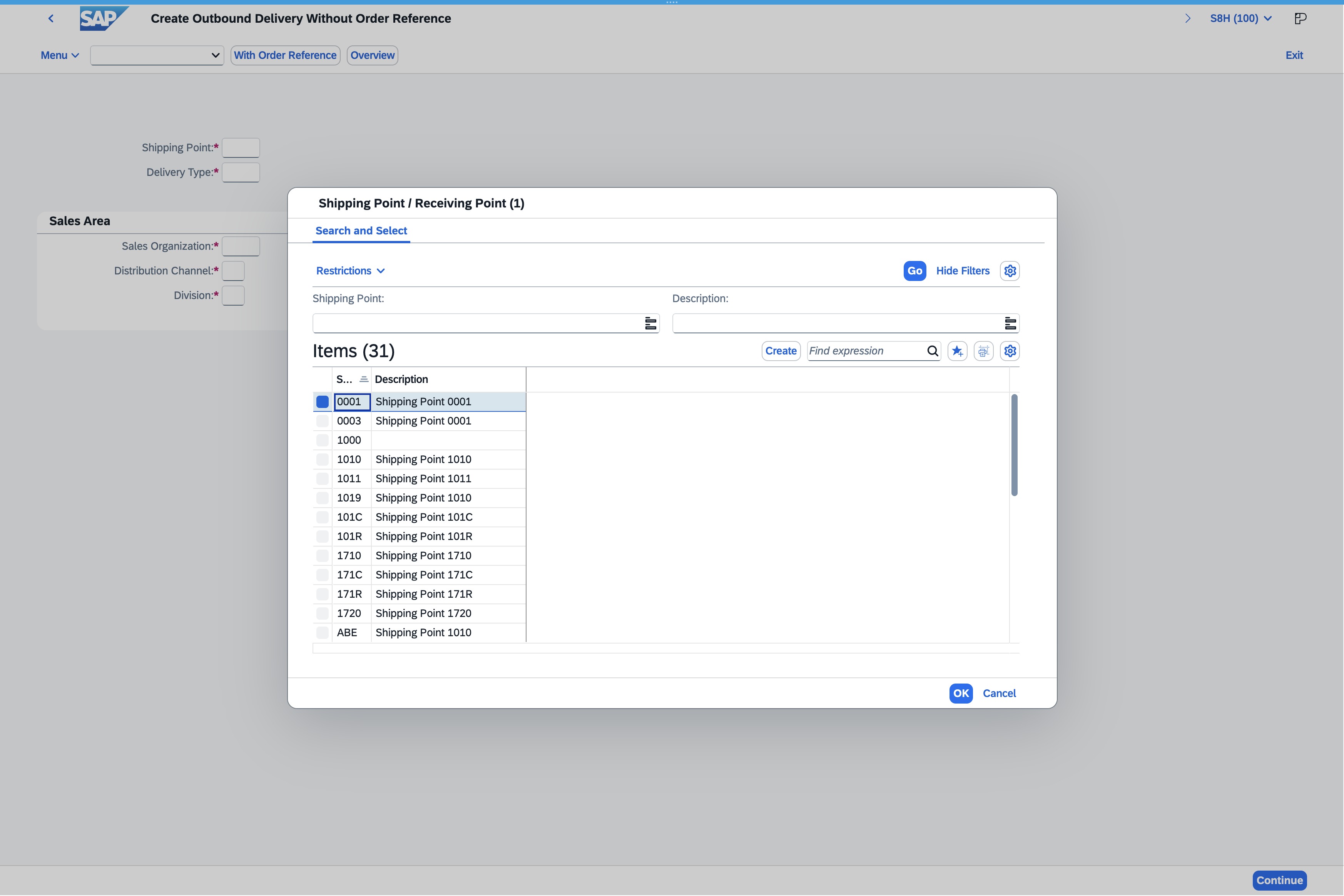 Click the Row Selection Column