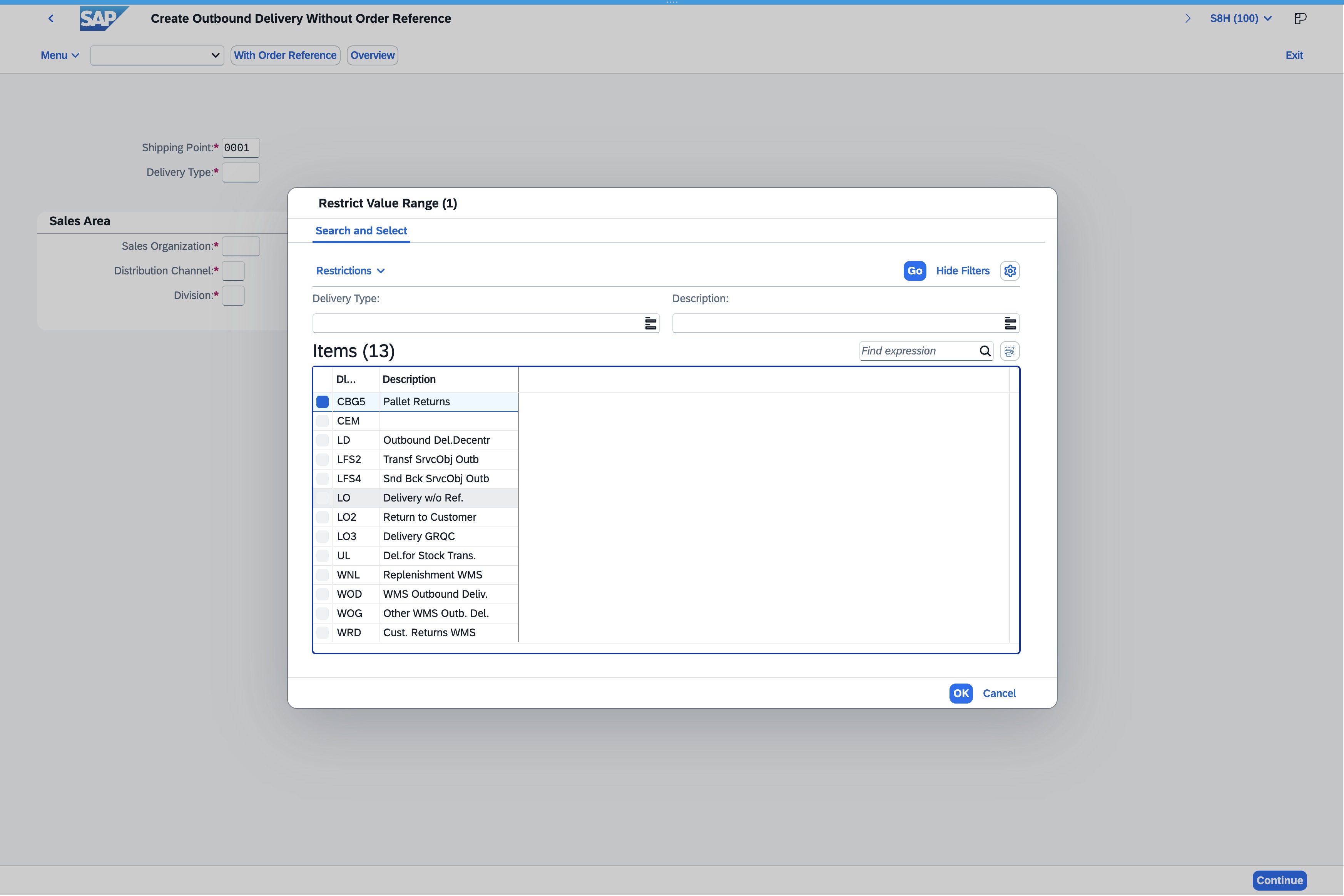 Click the Row Selection Column