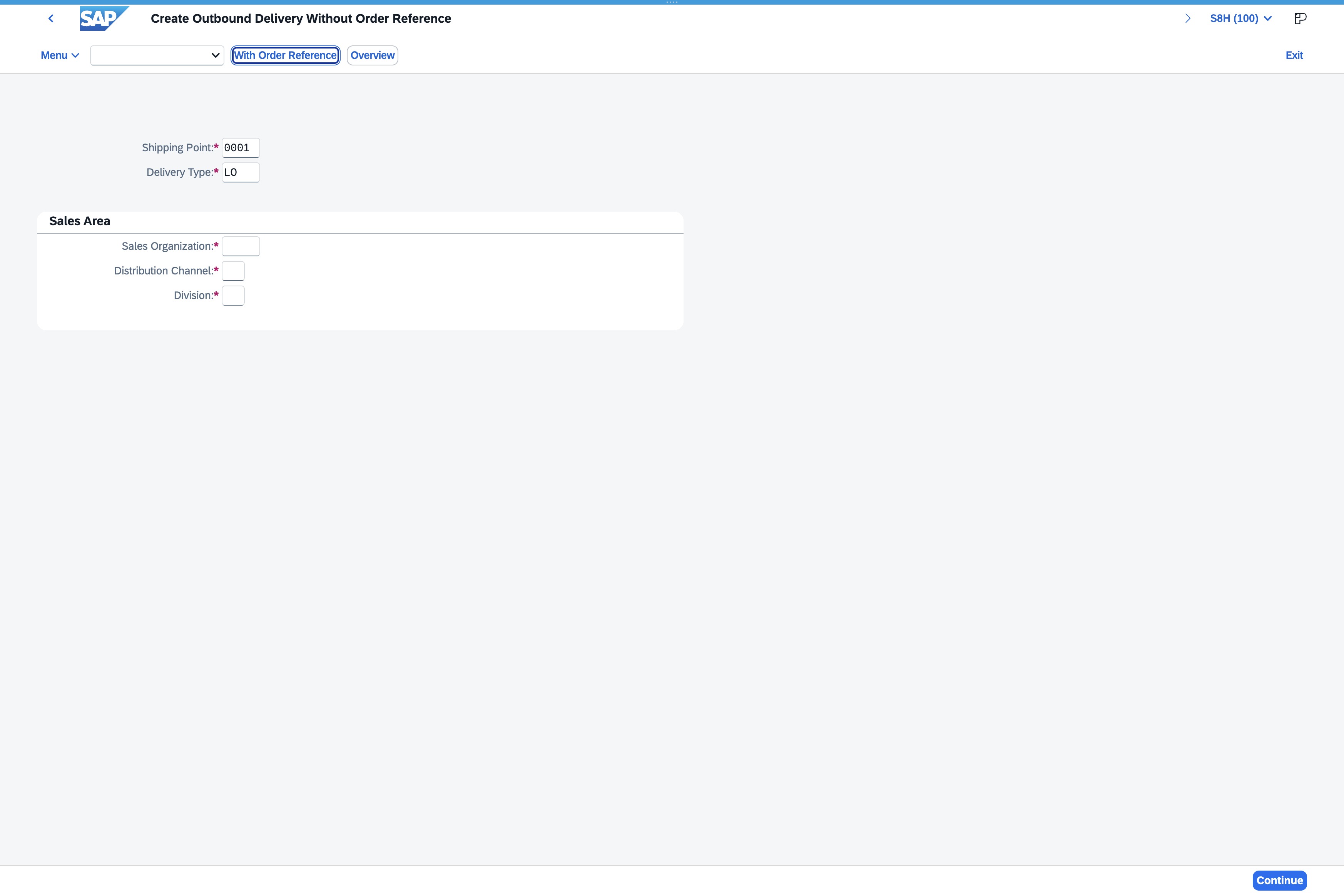 Click Create With Order Reference
