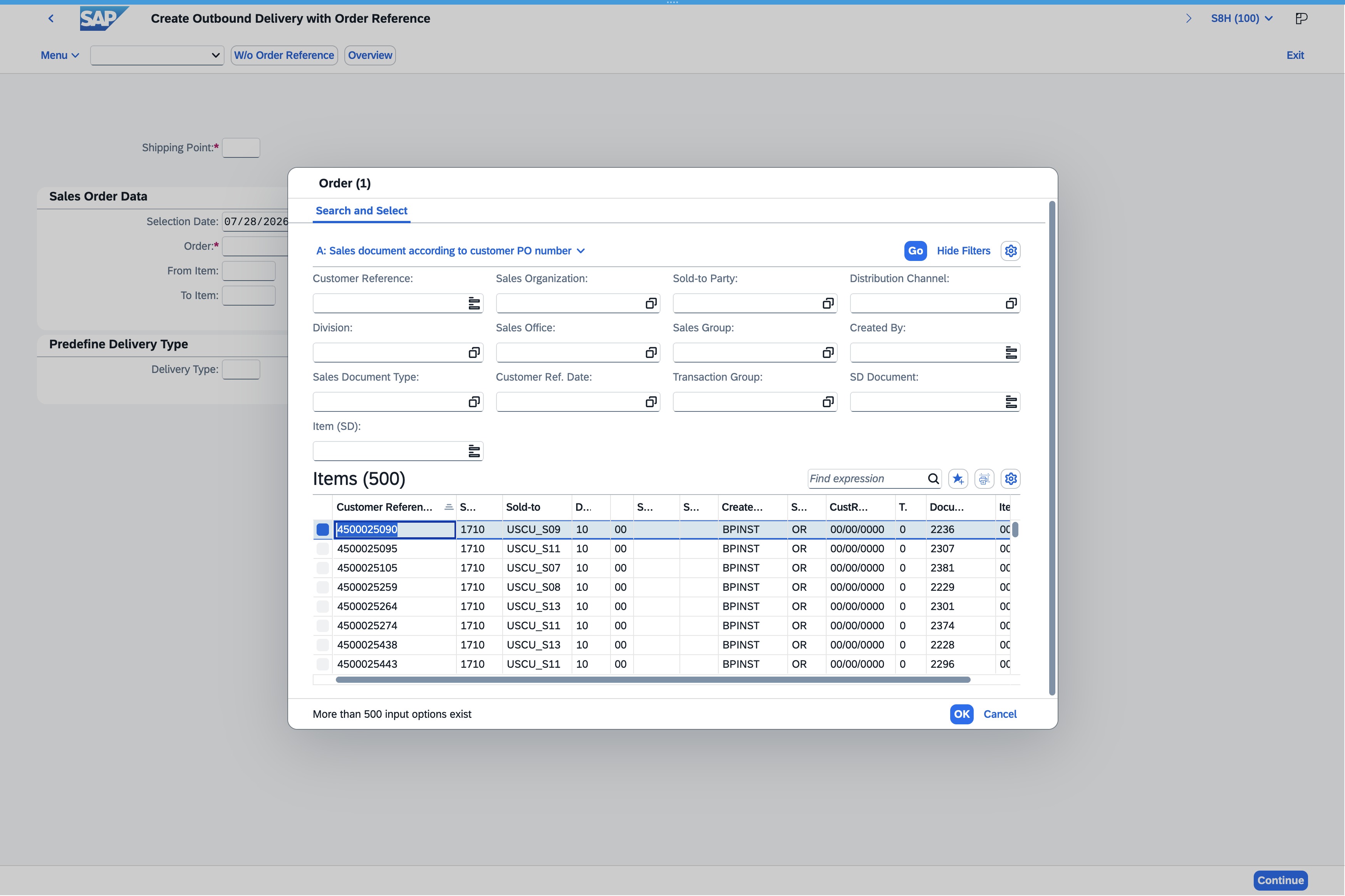 Double-click the Sales Order Reference