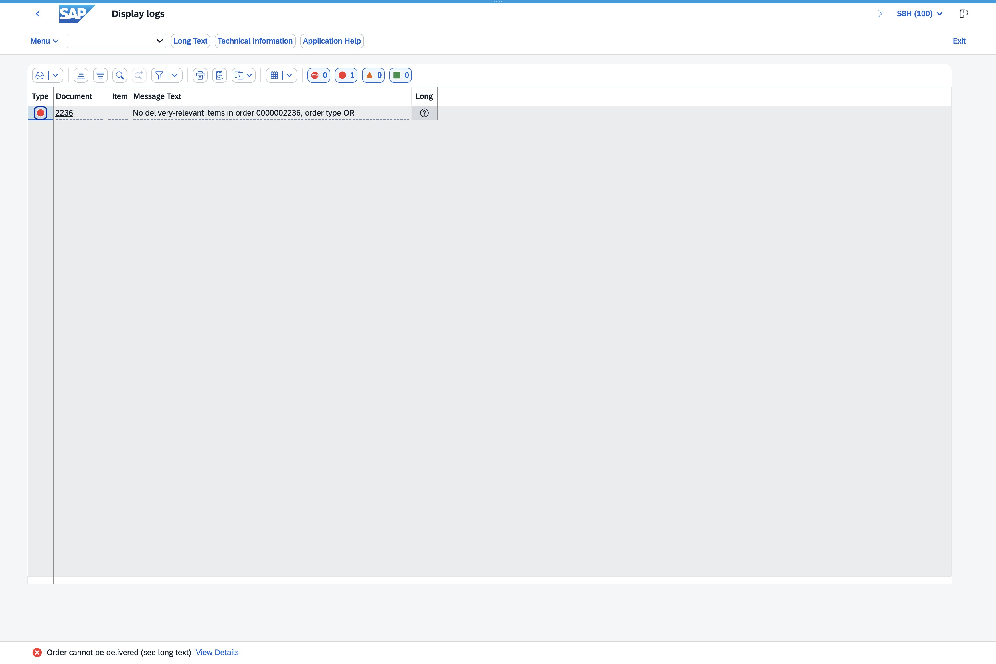 Click the Error icon