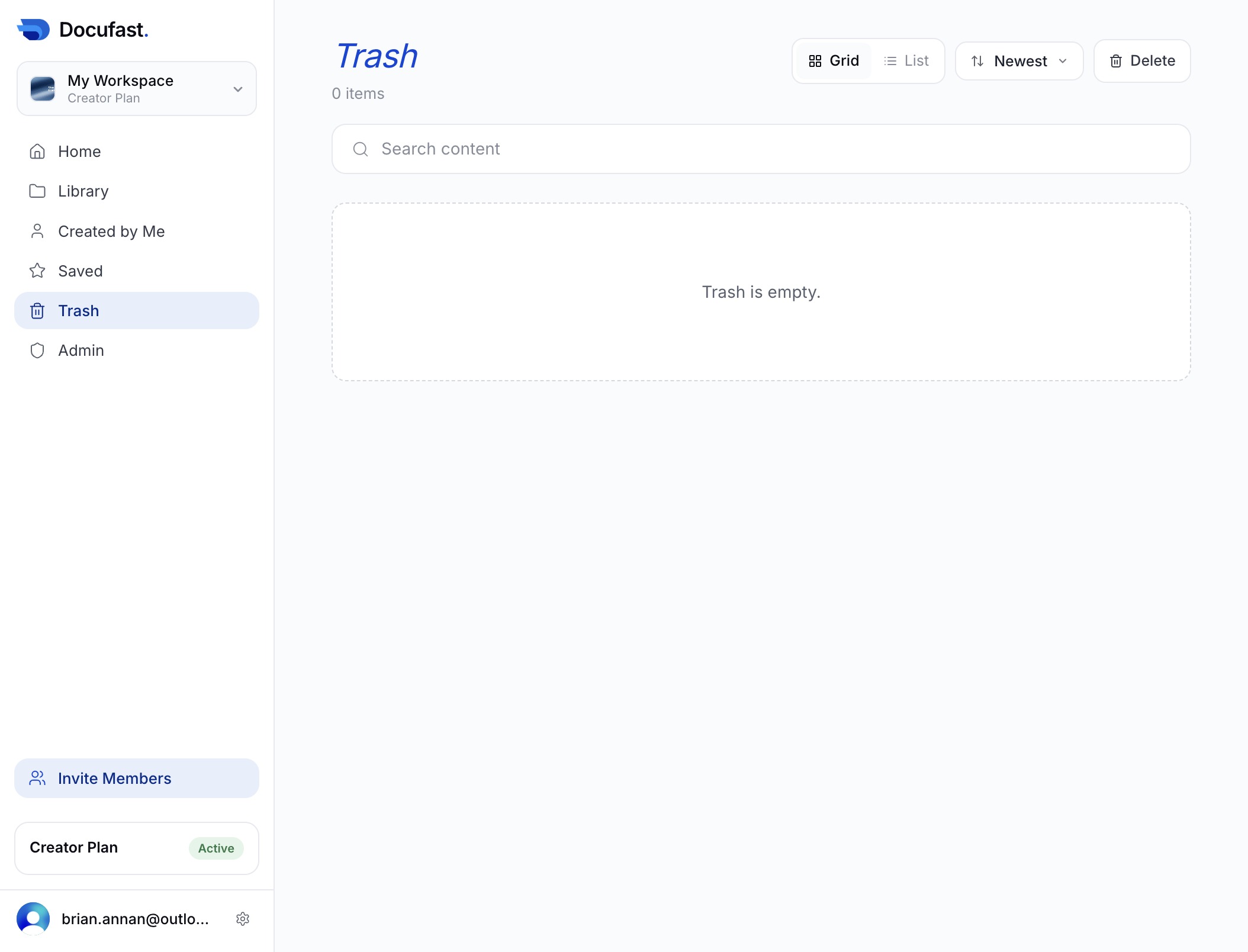 Click the Trash icon