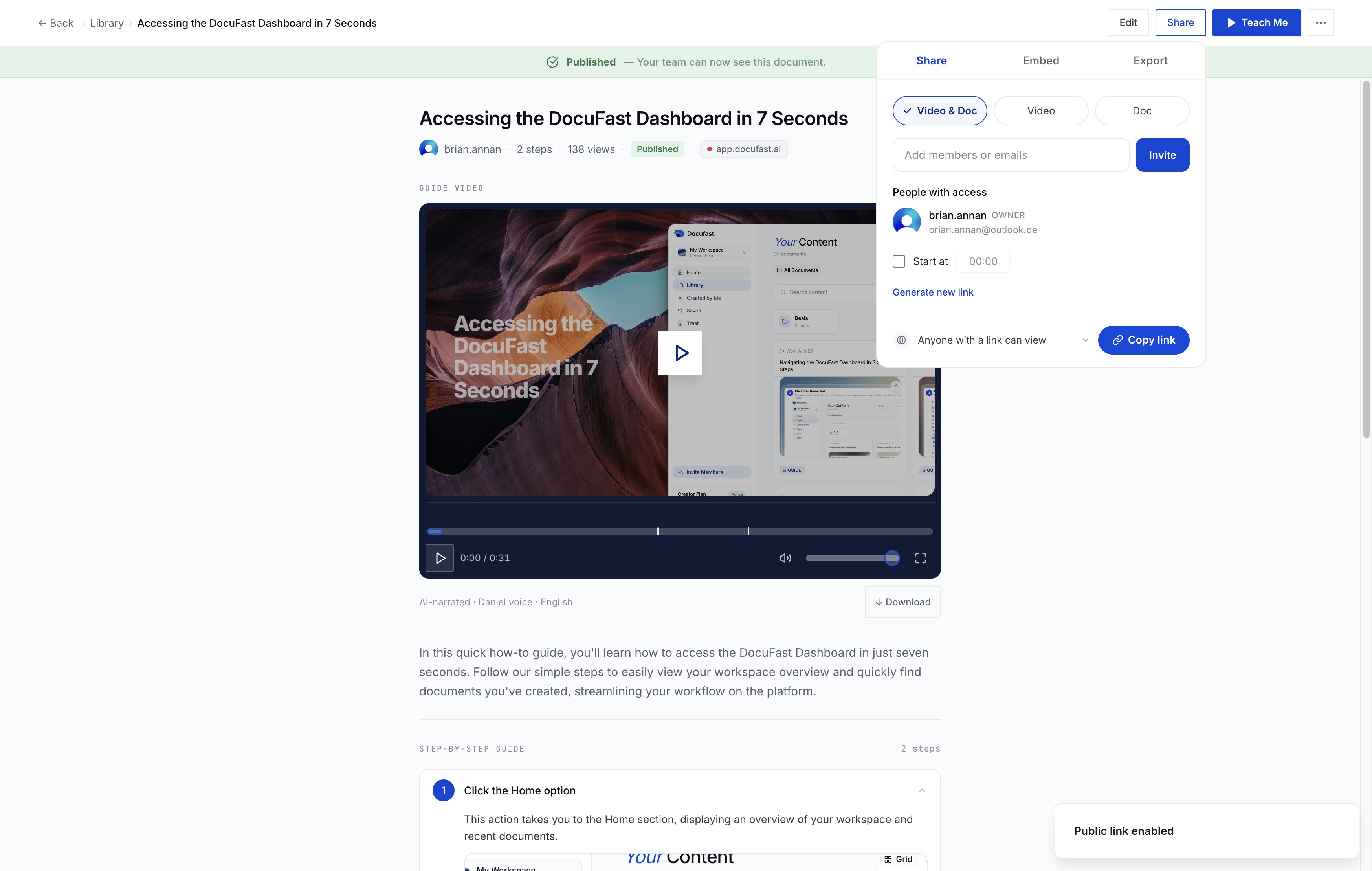 Click Copy link
