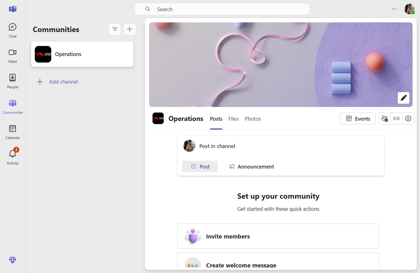 Click Add channel to Operations
