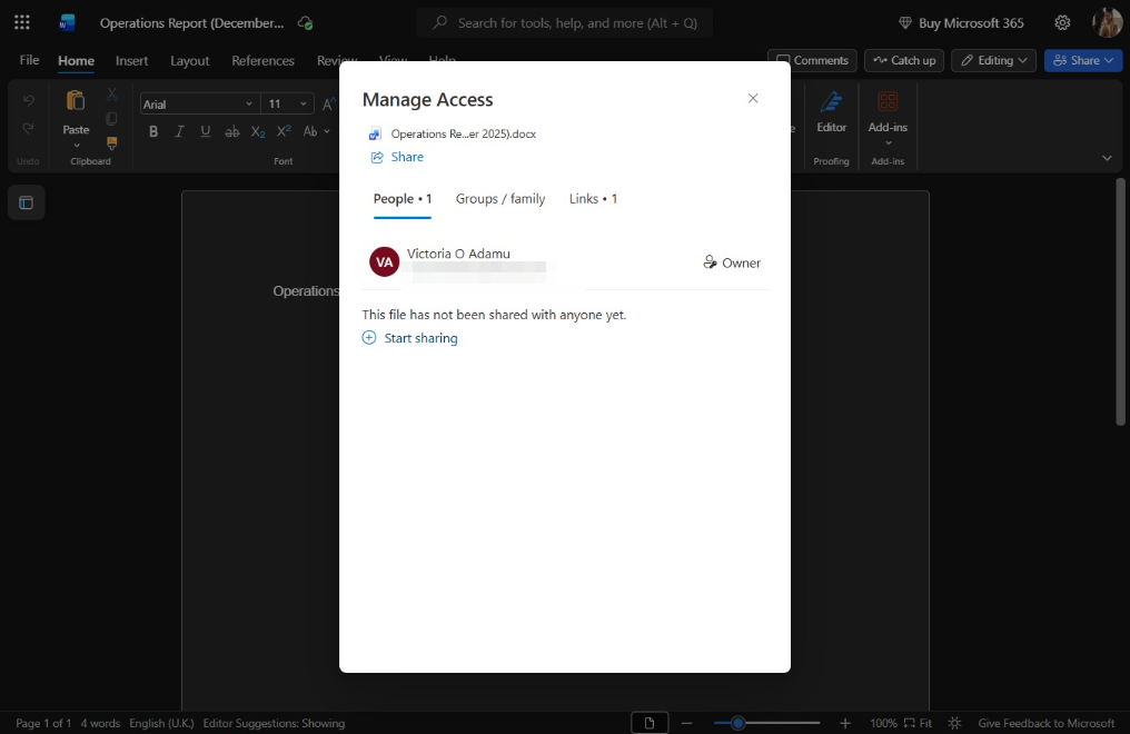 Click Start sharing