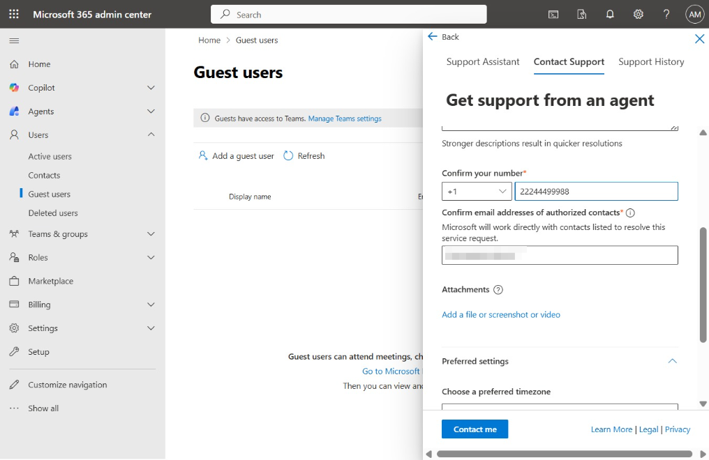 Click Confirm email addresses of authorized contacts