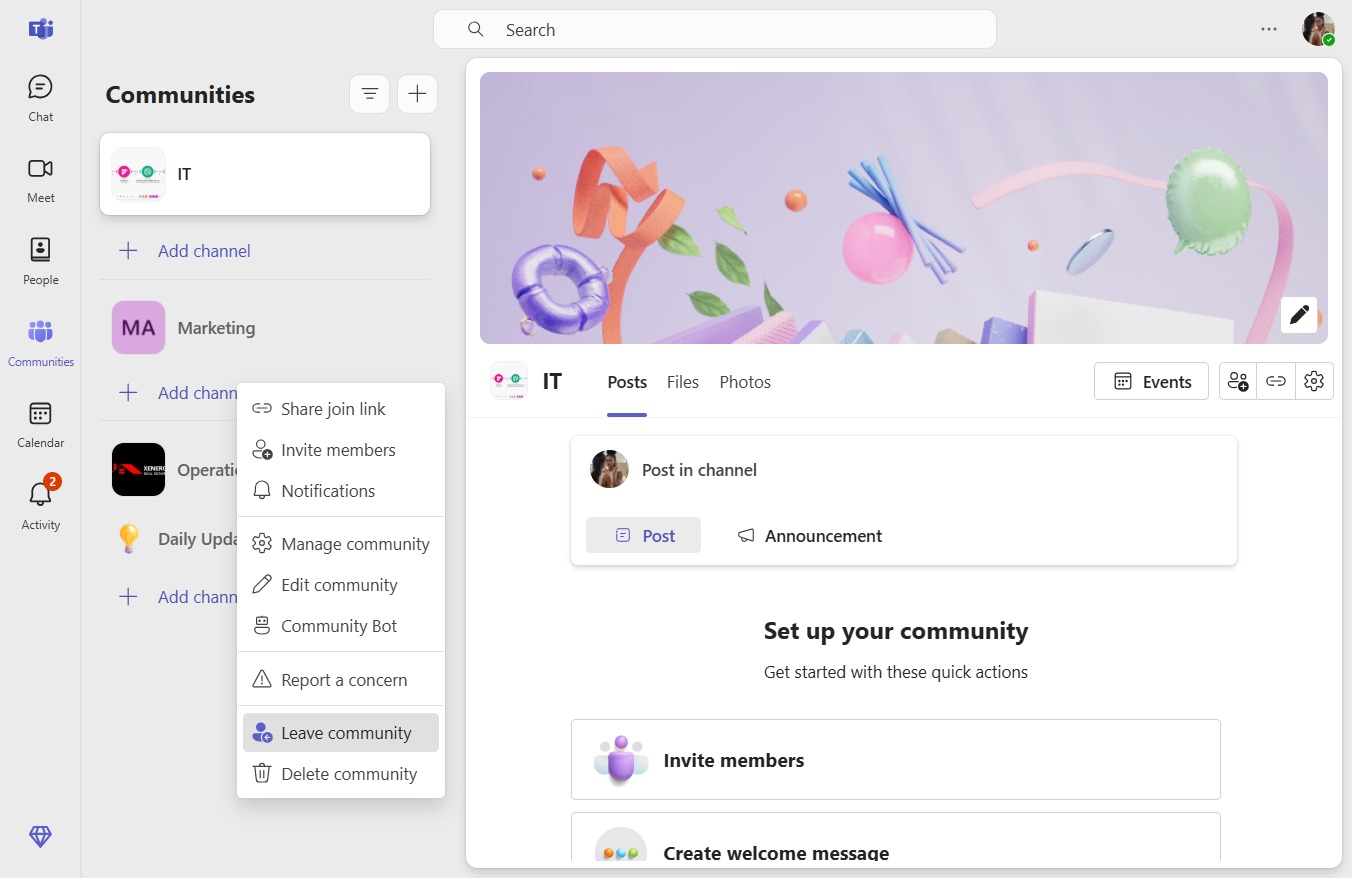 Click Leave community