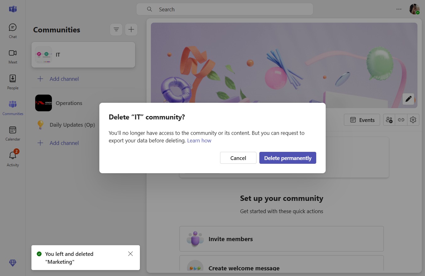 Click Delete permanently