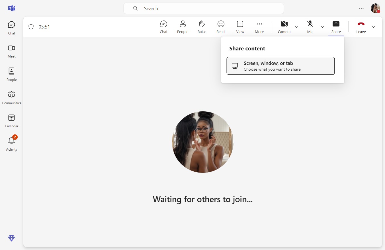 Click Screen, window, or tab