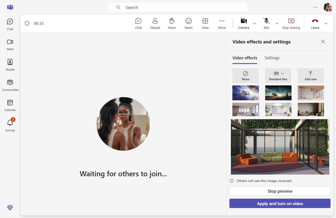 Click Apply and turn on video