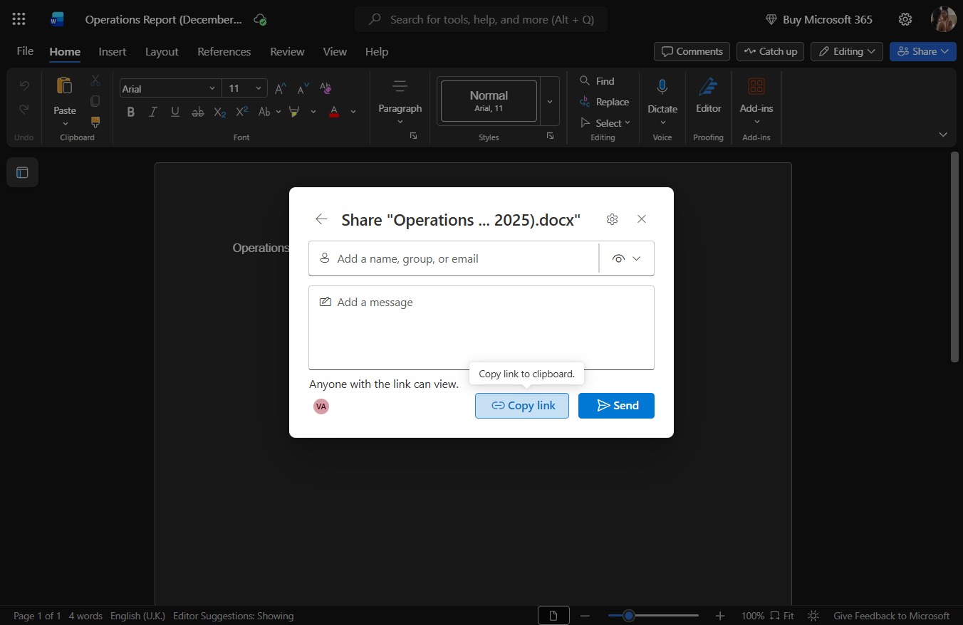 Click Copy link