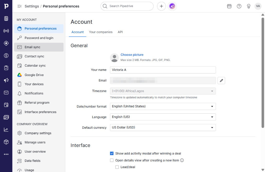 Click Email sync