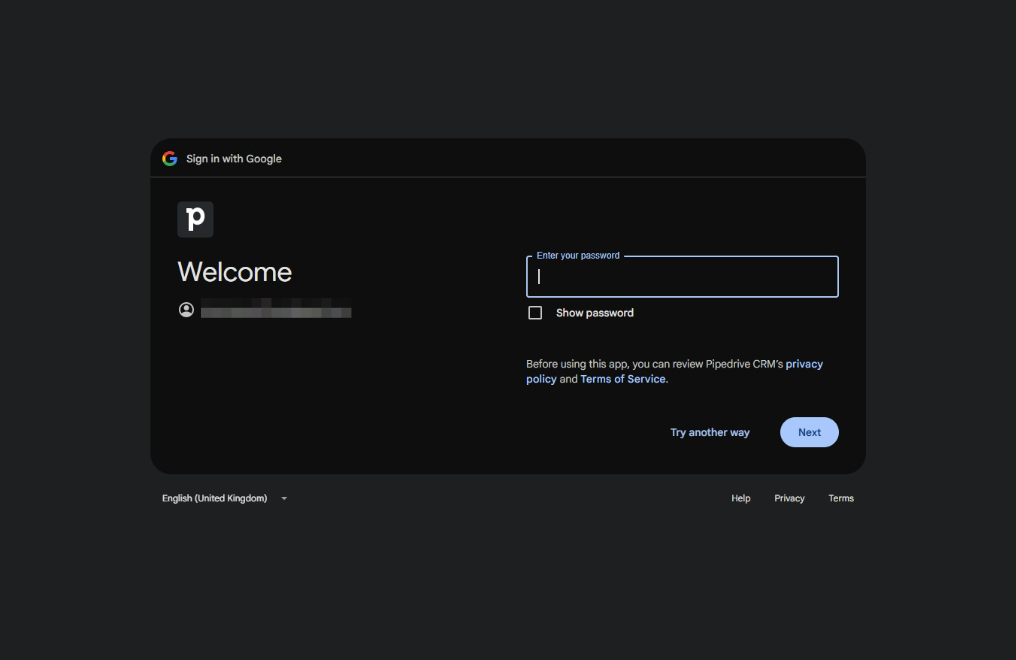 Click Enter your password