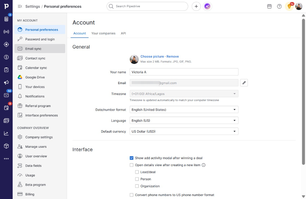 Click Email sync