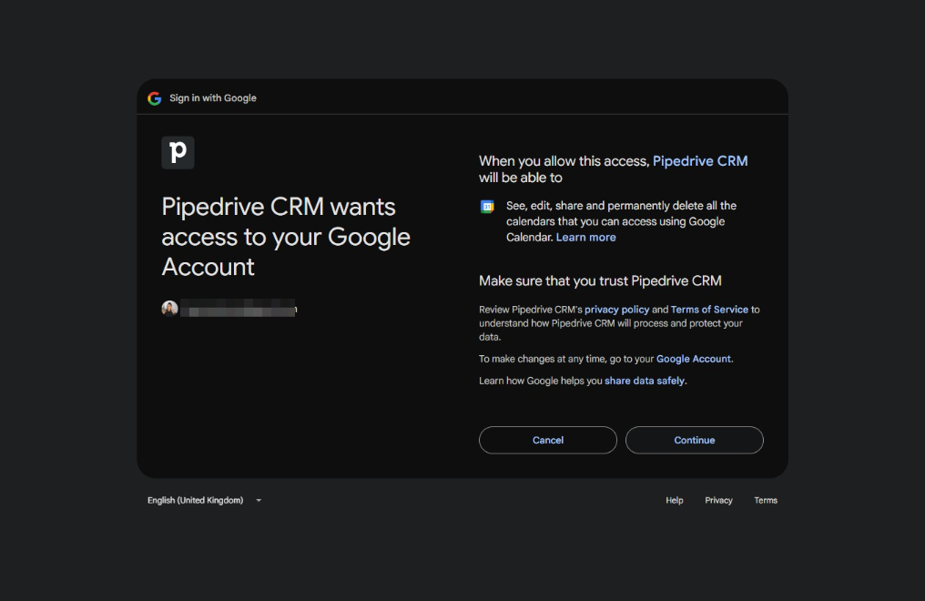 Click Continue