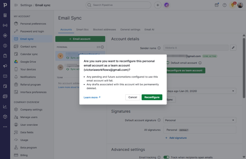 Click Reconfigure