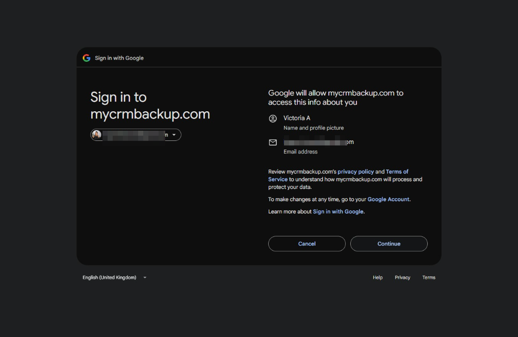 Click Continue