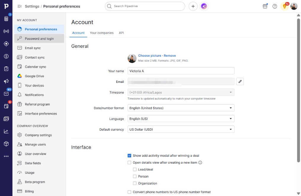 Click Password and login