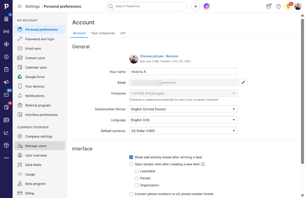 Click Manage users