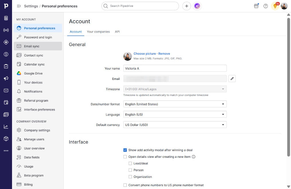Click Email sync