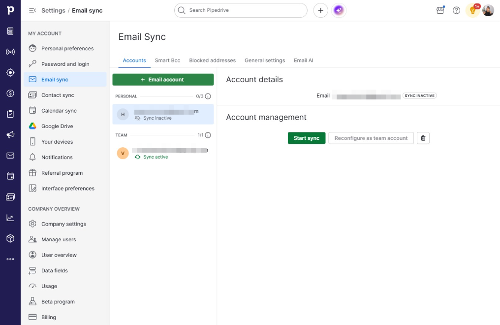 Click Start sync