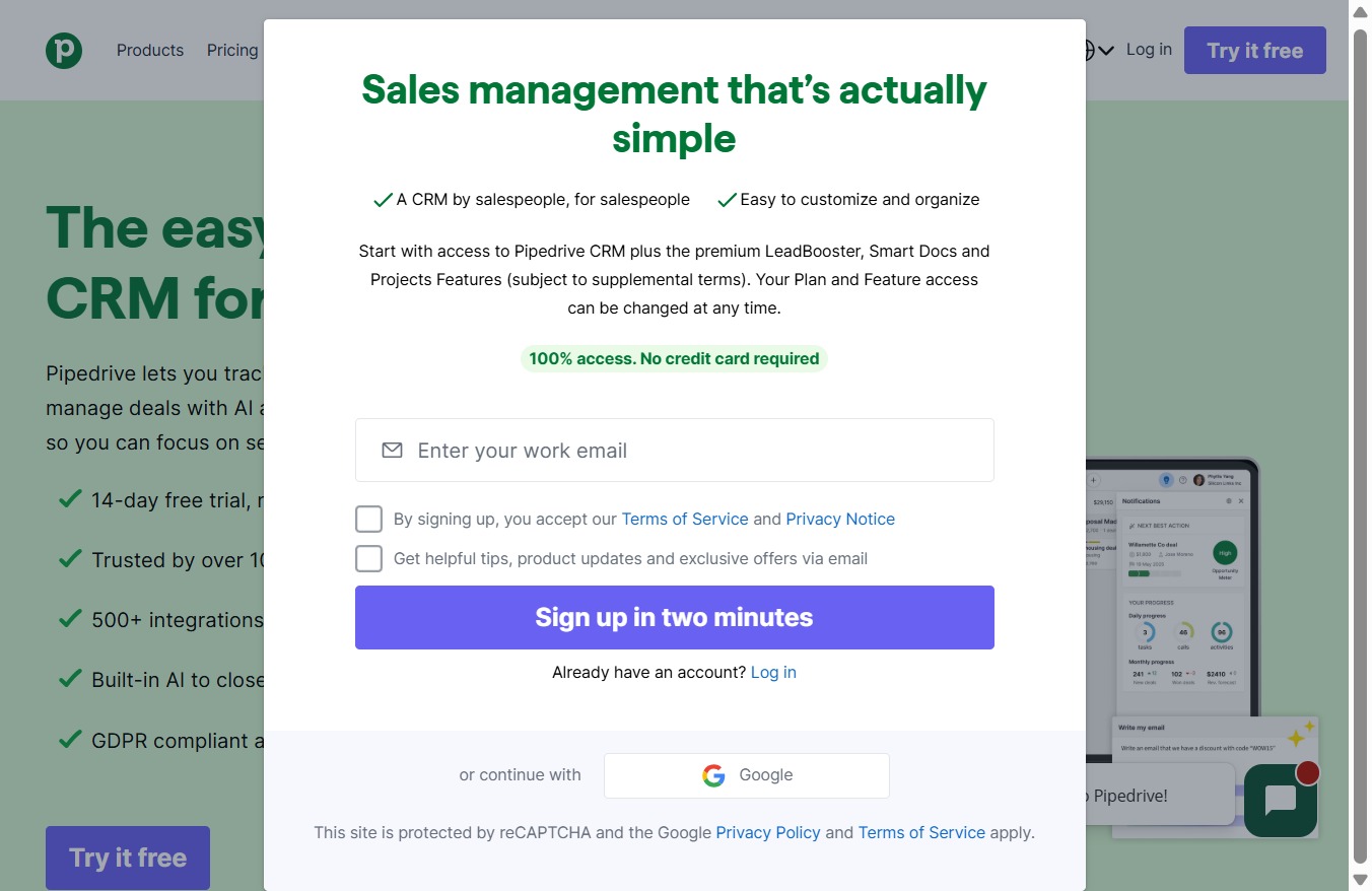Click Enter your work email