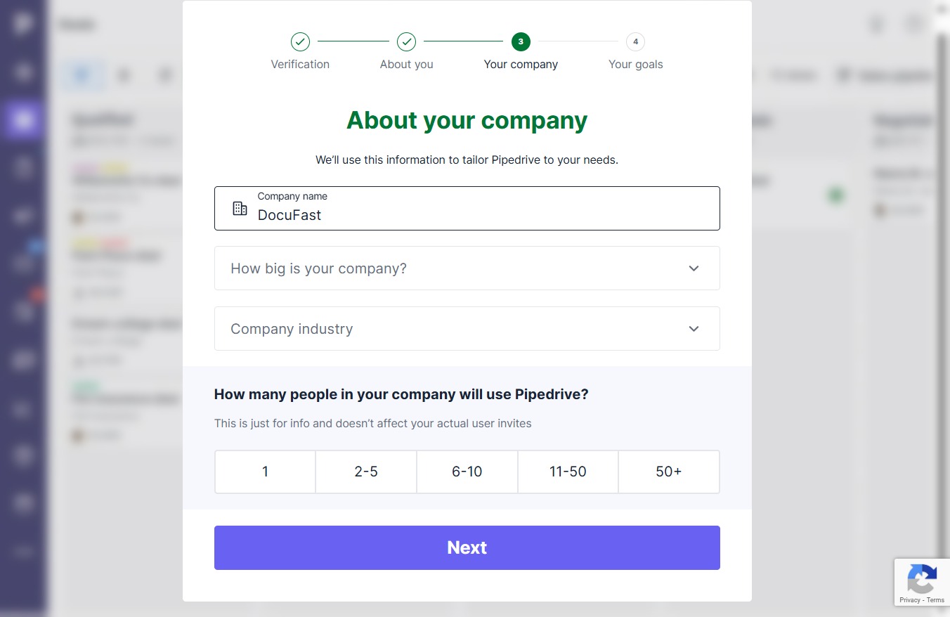 Click How big is your company?