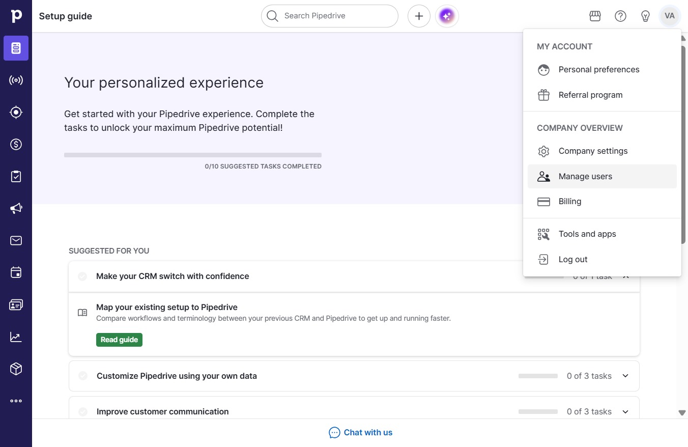 Click Manage users