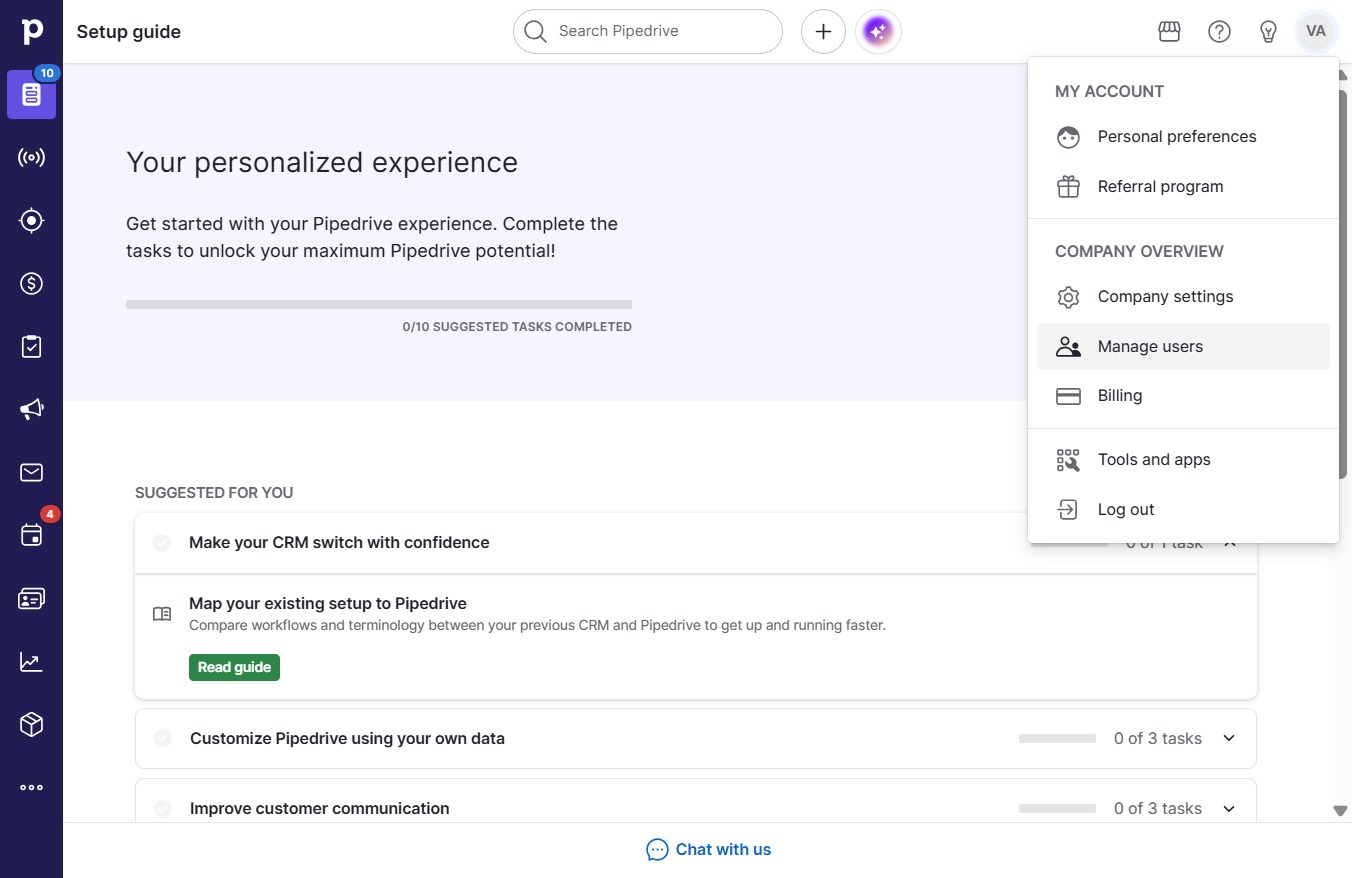 Click Manage users