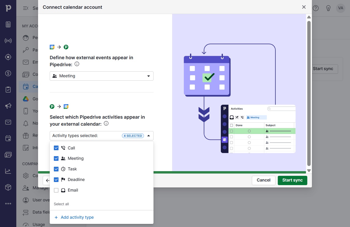 Click Start sync