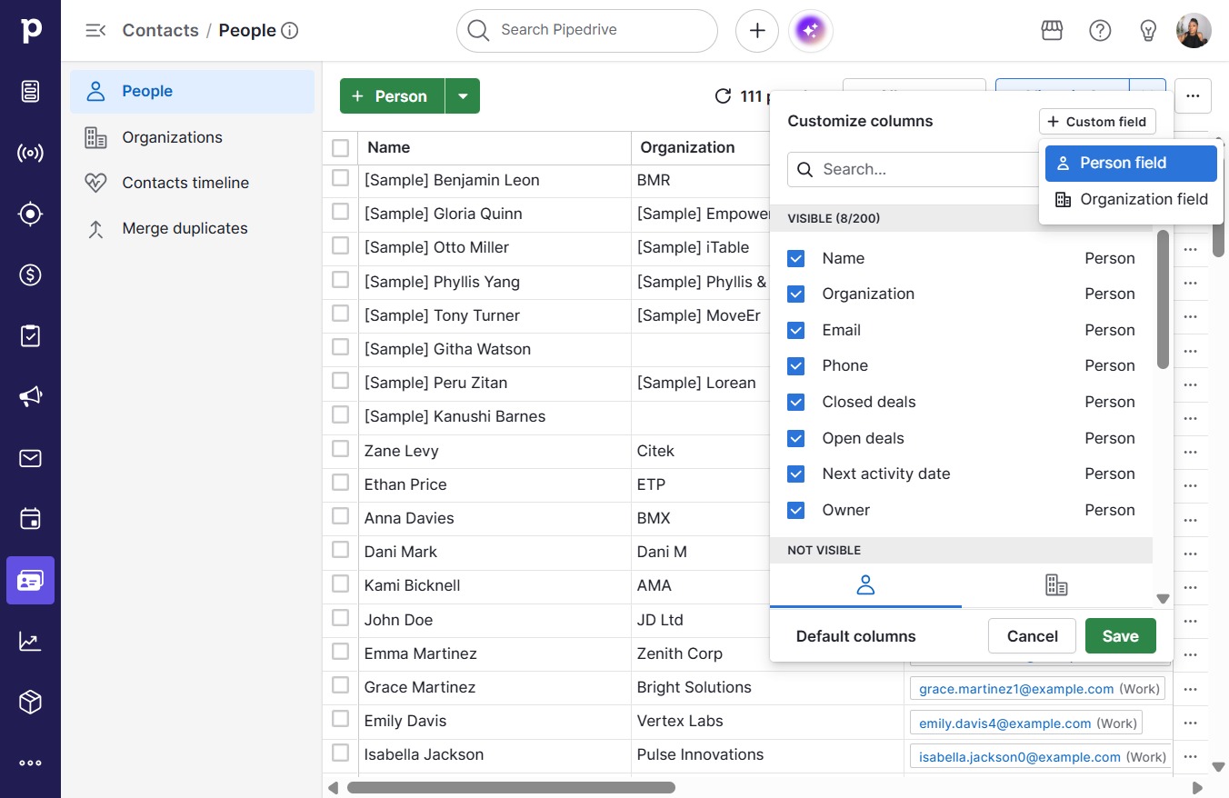 Click Person field