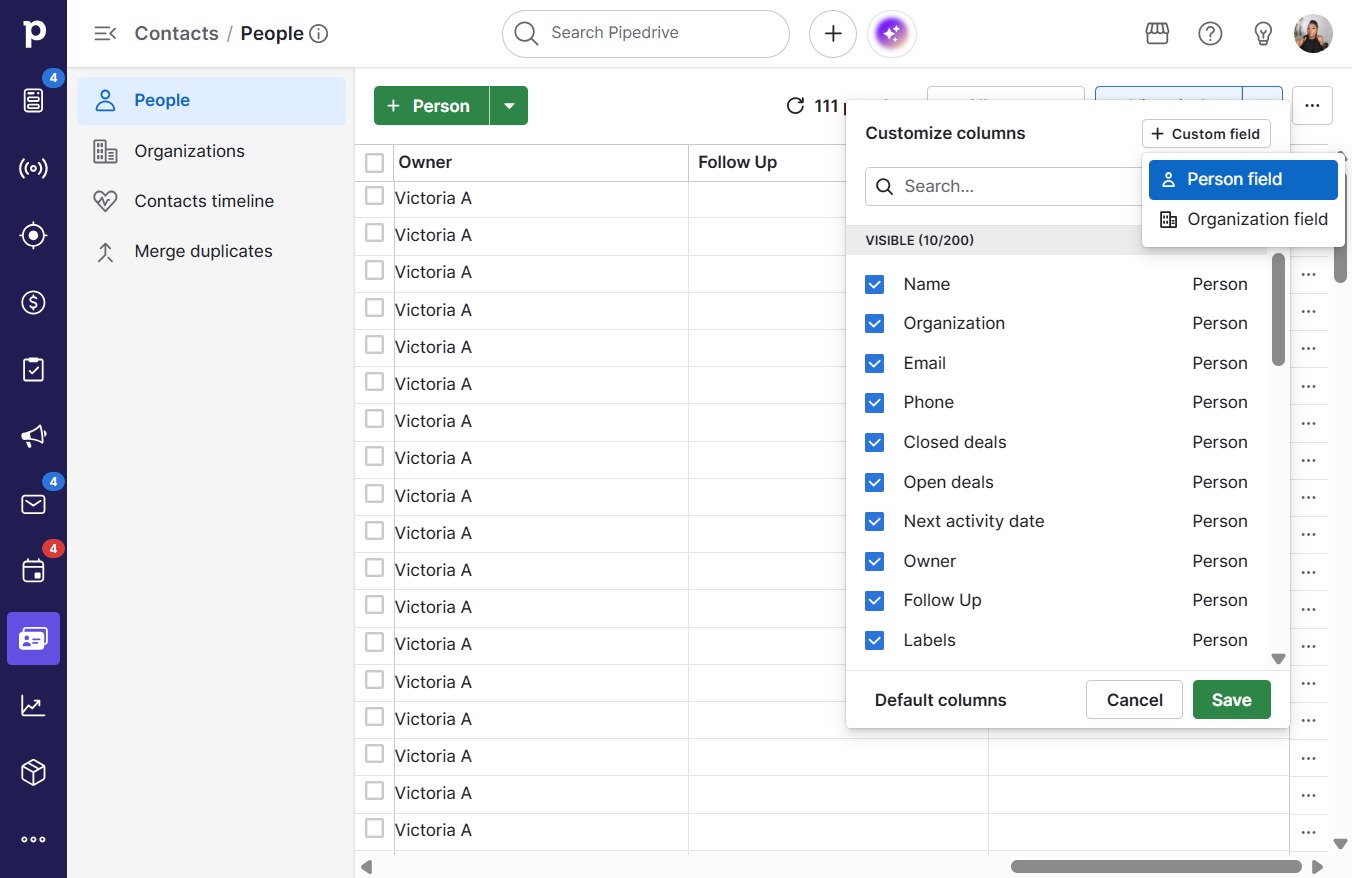 Click Person field