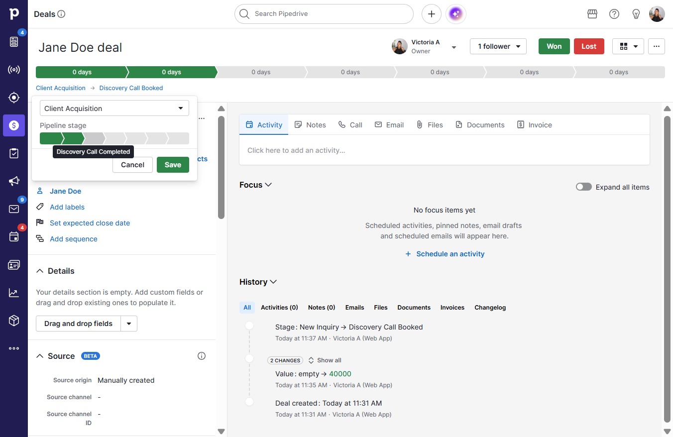 Click Discovery Call Completed