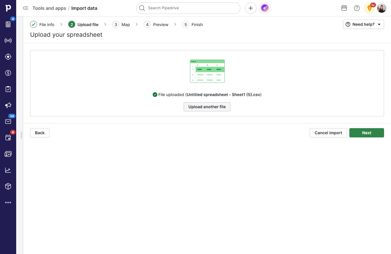 Click Upload another file