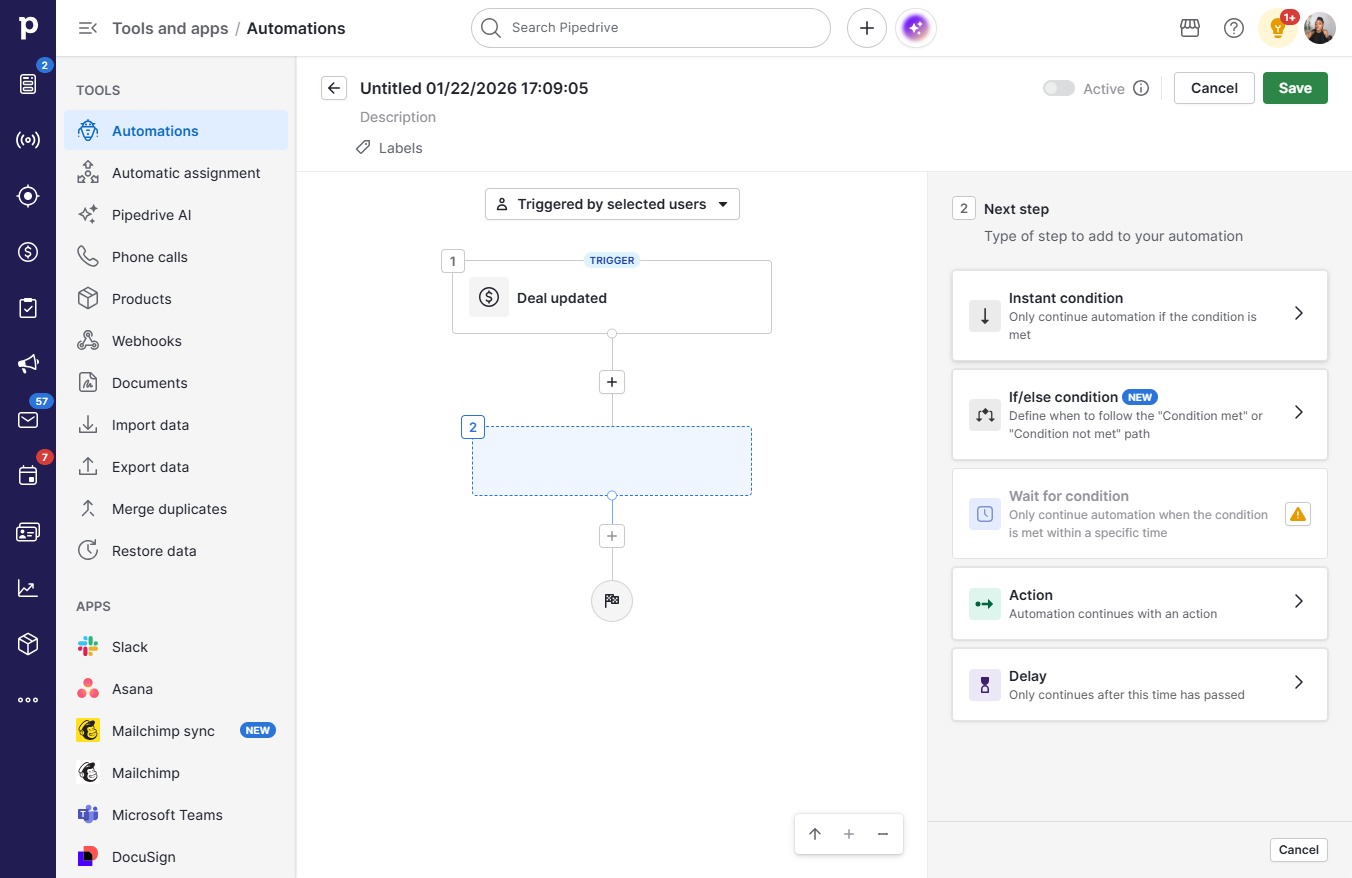Click Instant conditionOnly continue automation if the condition is met