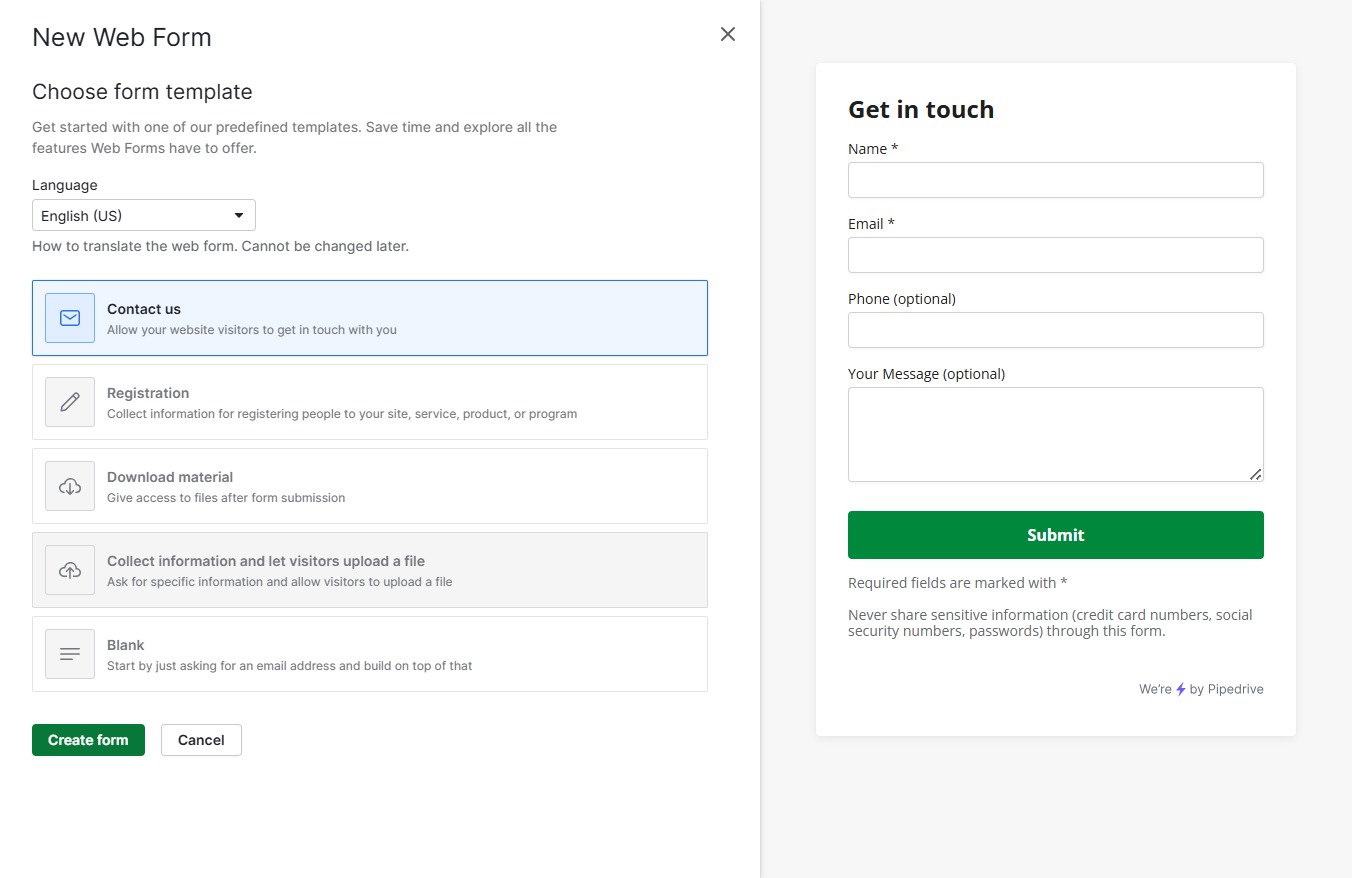 Click Create form