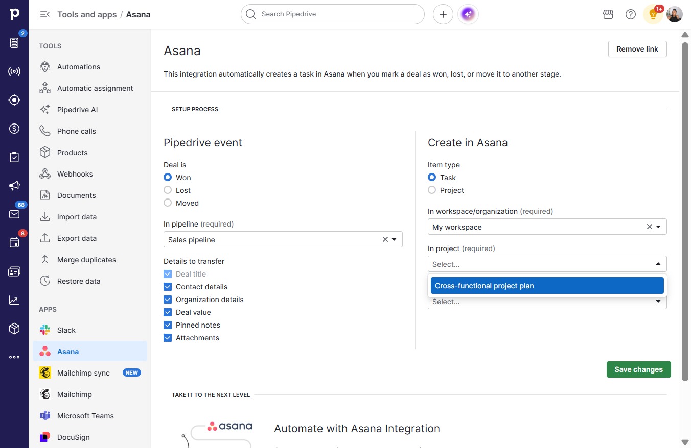 Click Cross-functional project plan