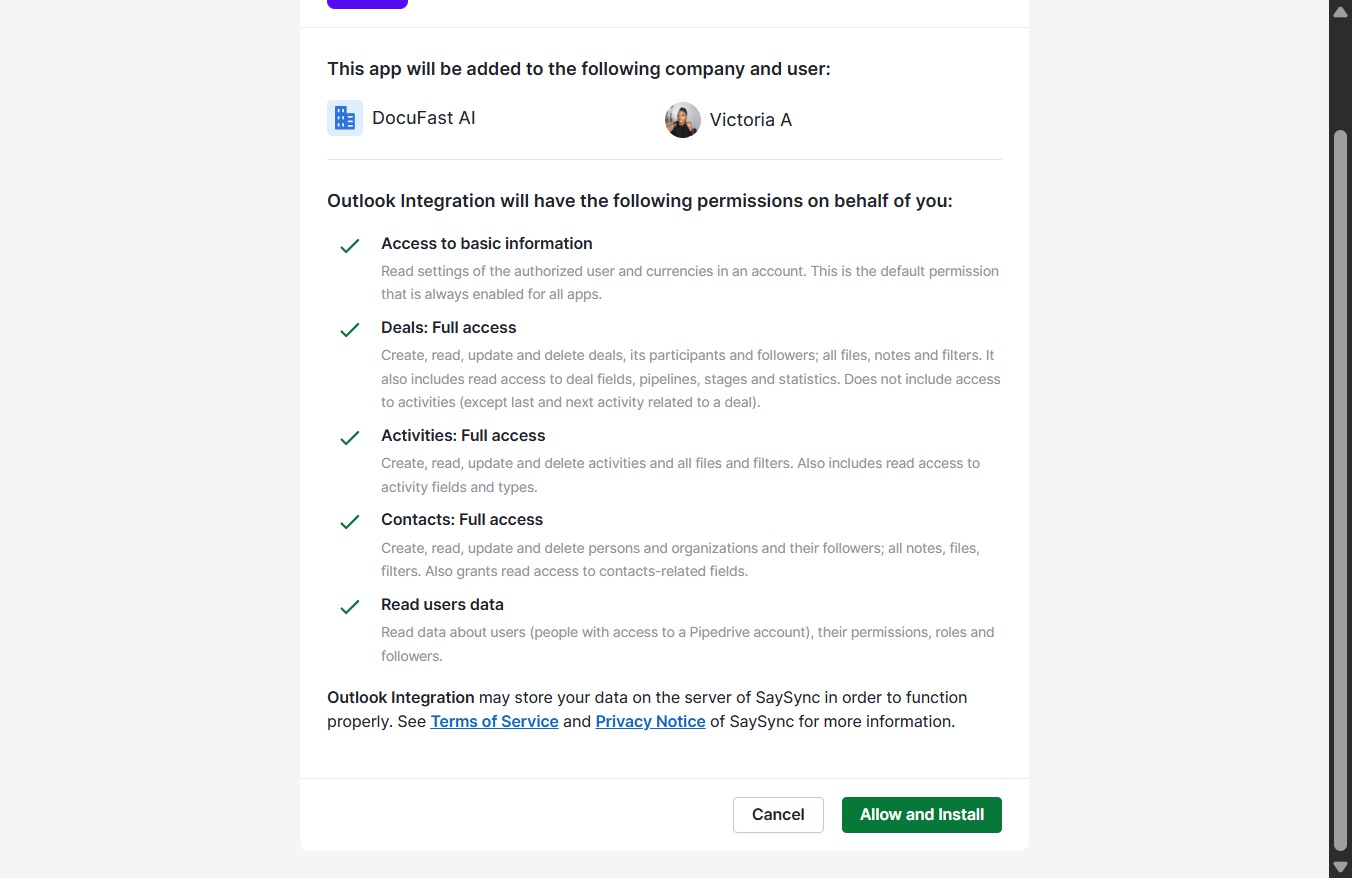 Click Allow and Install