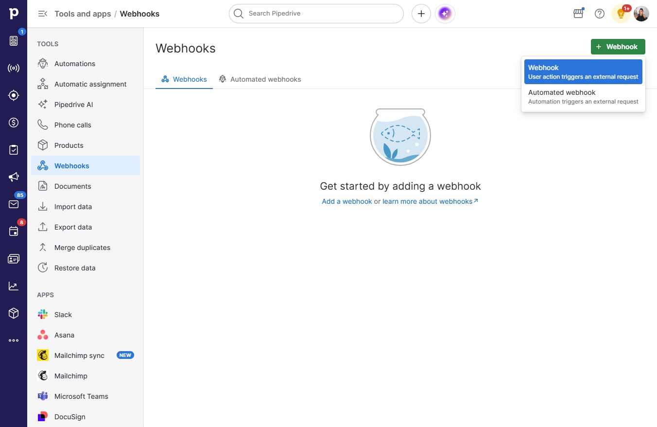 Click User action triggers an external request