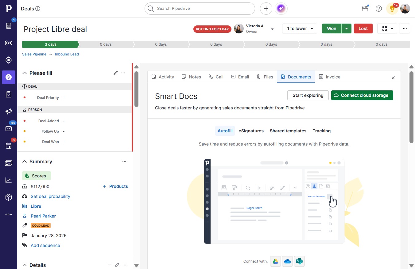Click Connect cloud storage