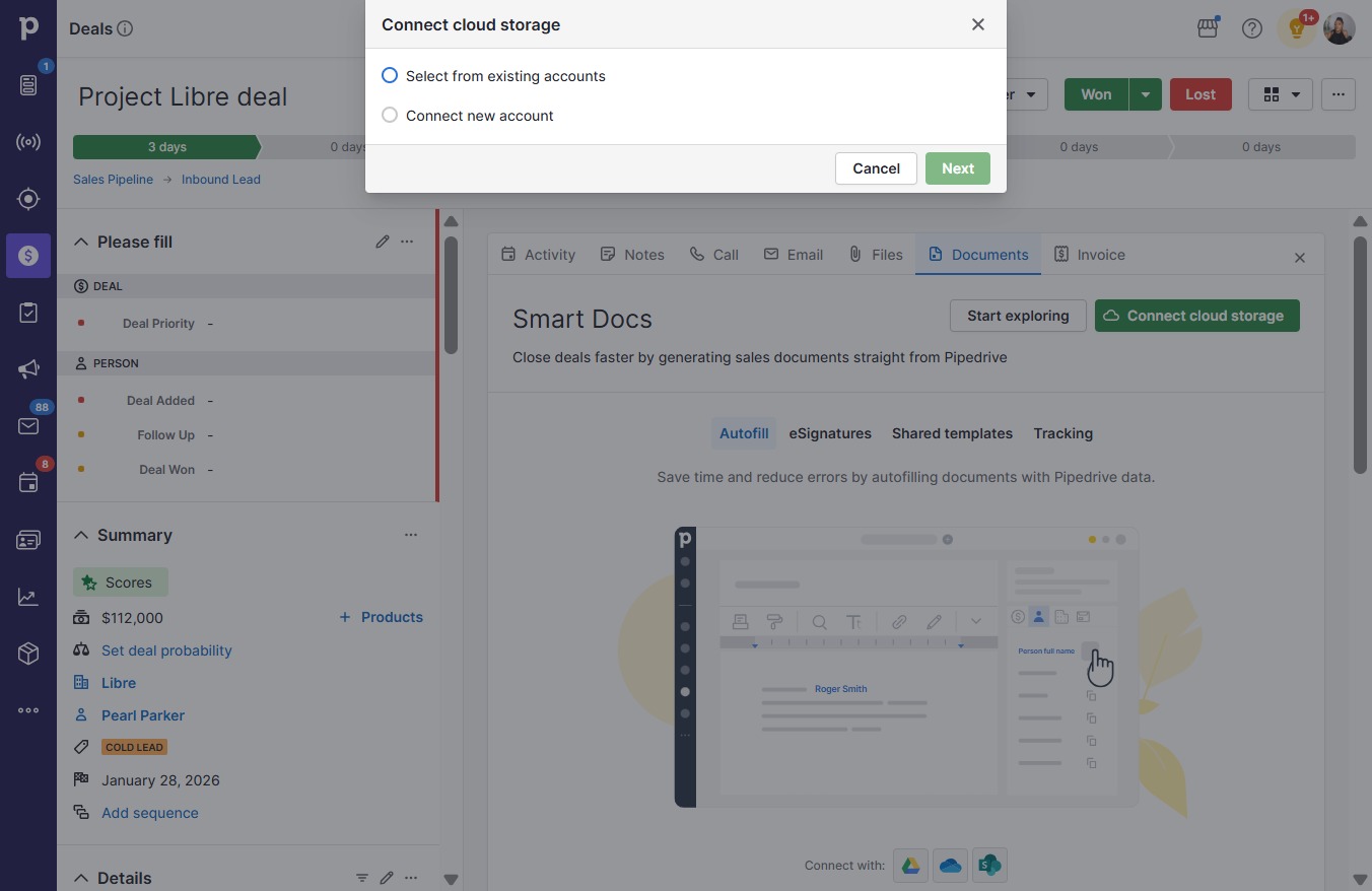 Click Select from existing accounts
