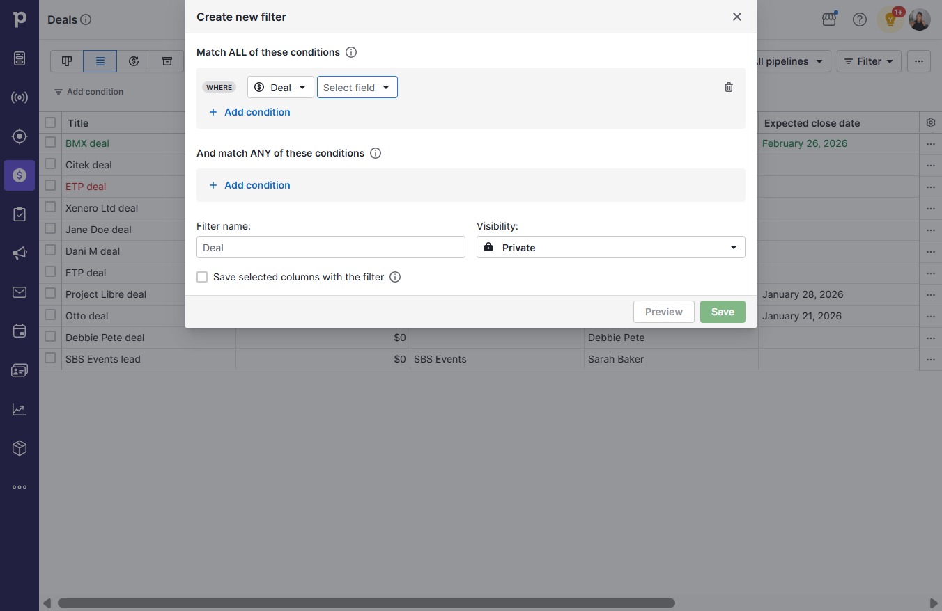 Click Select field