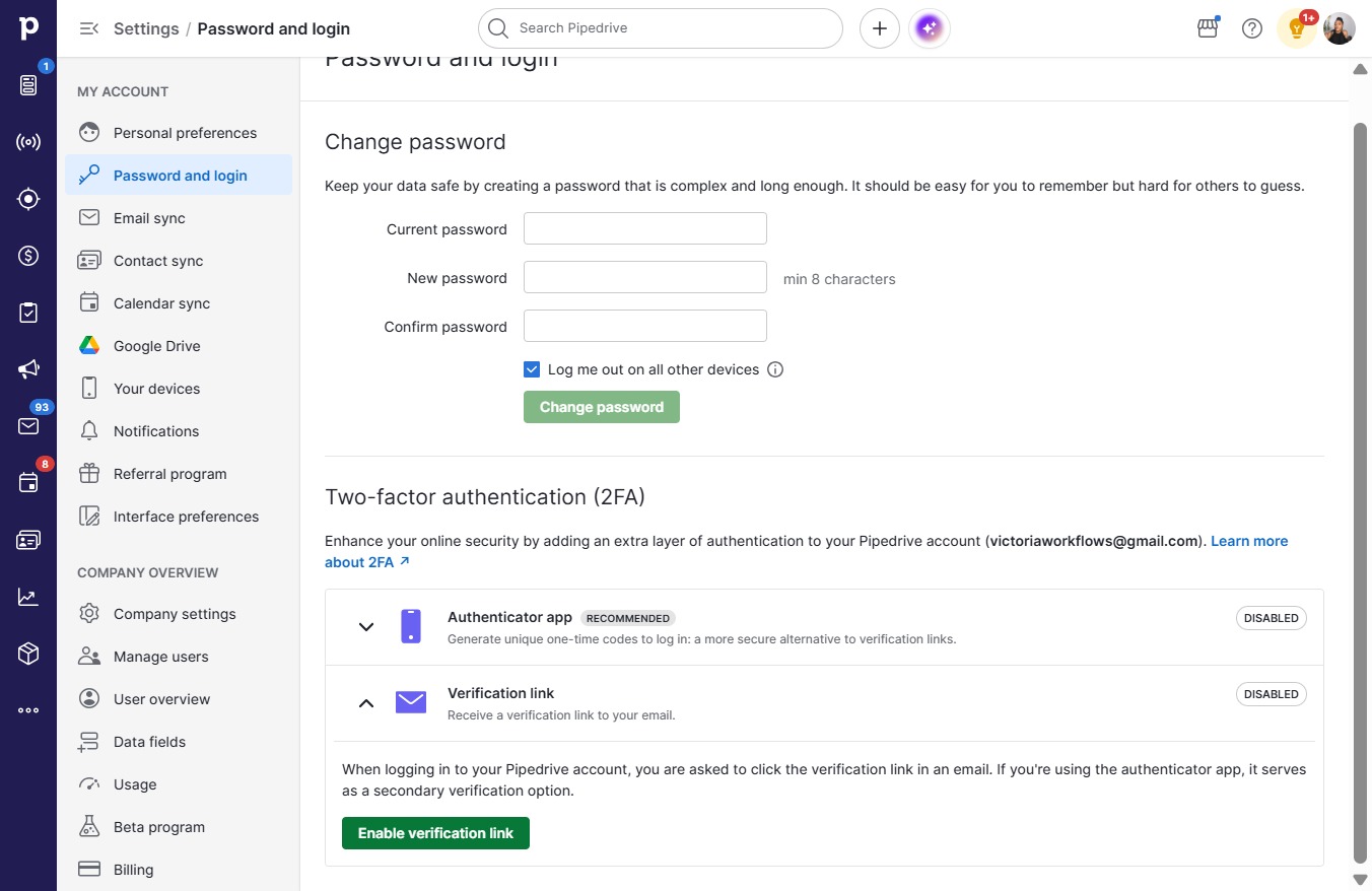 Click Enable verification link