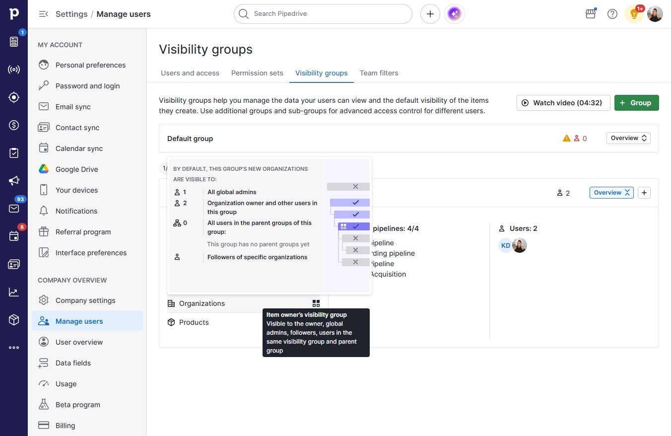 Click entity visibility setting