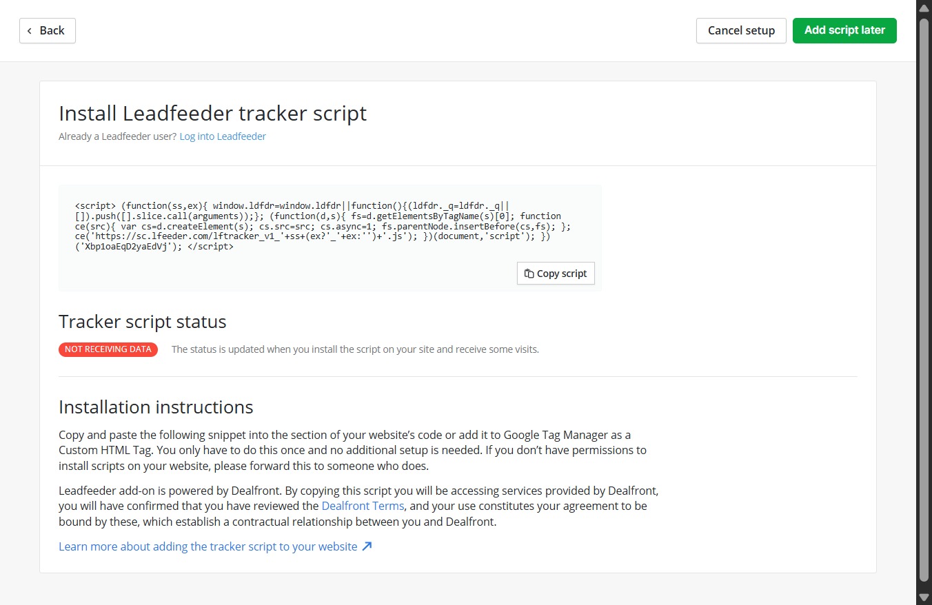 Click Copy script