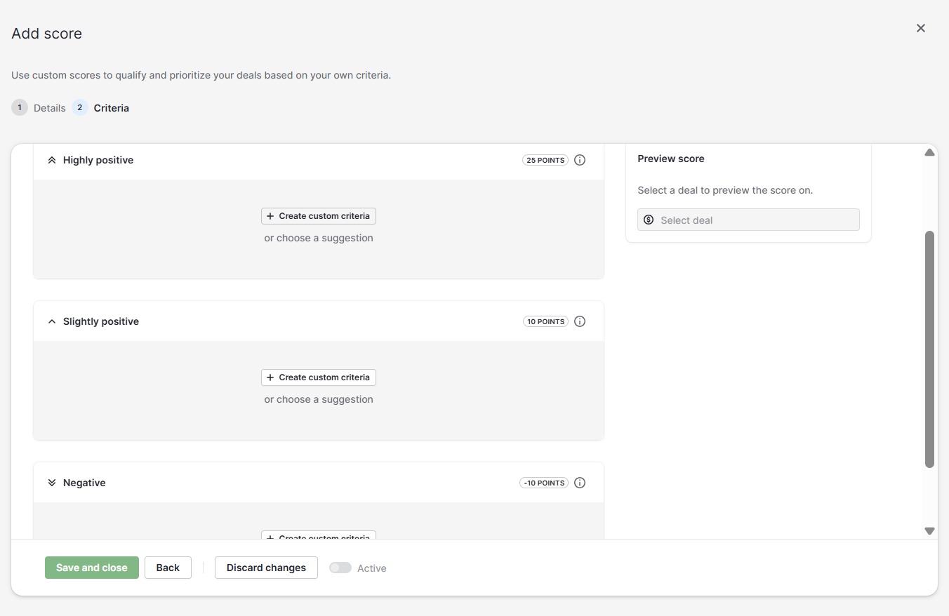 Click Create custom criteria