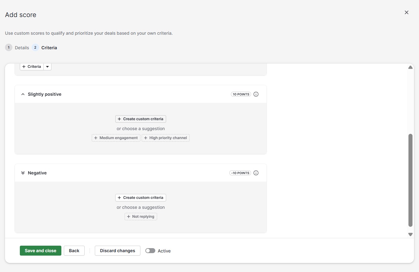 Click Create custom criteria